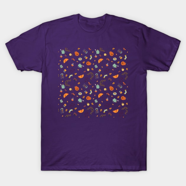 Pattern with different autumn elements T-Shirt by DanielK